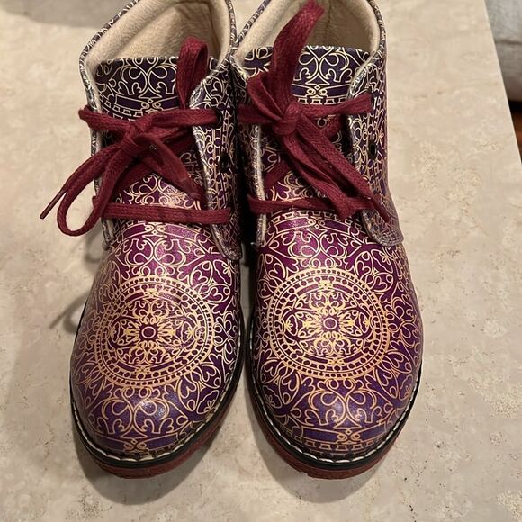 Neefs Night Glow Painted Ombre Paisley Ankle Boots Womens Size 37 US 6.5-7 - Picture 7 of 9